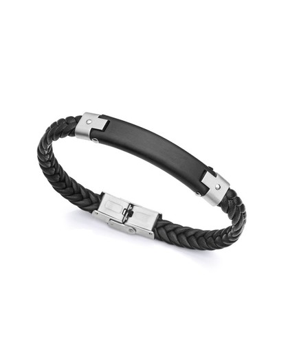 Pulseira Viceroy Magnum Black trançada em couro preto