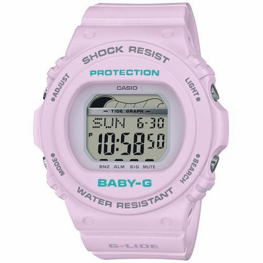 Reloj Baby-G Casio lila resistente a golpes con indicador de mareas