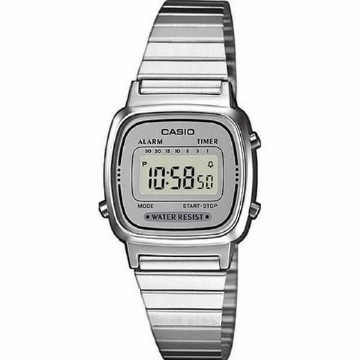 Reloj Casio digital vintage pequeño en acero y esfera gris