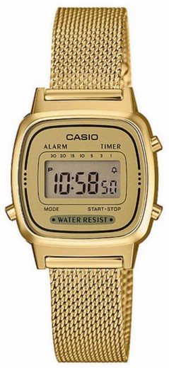 Reloj casio digital pequeño con esterilla en acero chapado dorado