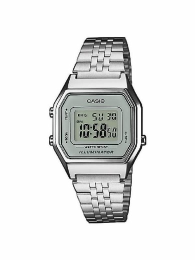 Casio vintage digital medium watch en argent et cadran gris