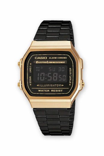 Reloj casio unisex digital con caja dorada y correa Ip negro