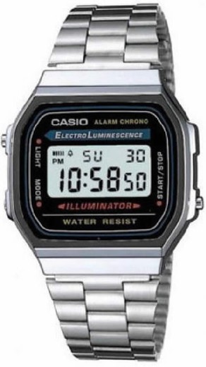 Casio relógio digital prata unissex com mostrador preto