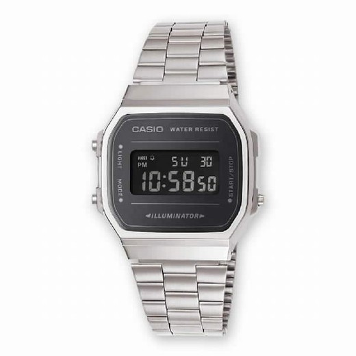 Casio Unisex Vintage Digitaluhr mit schwarzem Spiegeleffekt