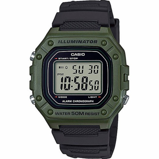 Reloj Casio digital con caja verde militar para hombre con cronómetro