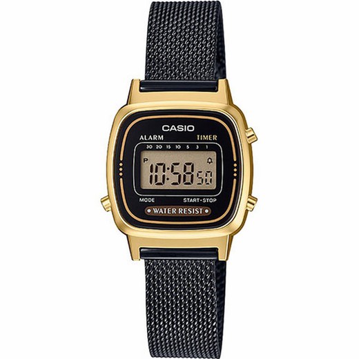 Reloj casio digital pequeño con esterilla en acero Ip negro