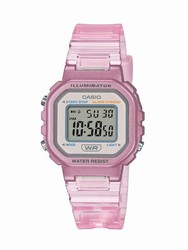 Casio pequeno relógio digital rosa transparente