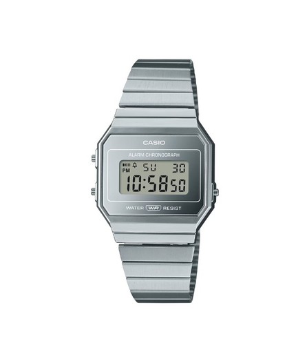 Reloj Casio digital vintage plateado efecto espejo