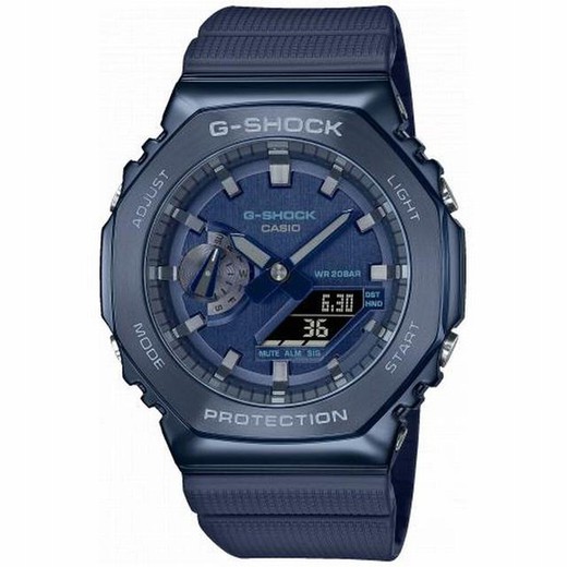 Montre Casio G-Shock avec boîtier en acier et bracelet en résine bleue
