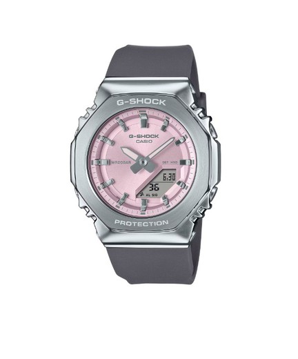 Reloj Casio G-Shock GM-S2110 para mujer con caja de acero y esfera rosa