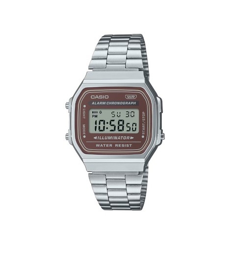 Reloj casio unisex digital plateado con esfera chocolate