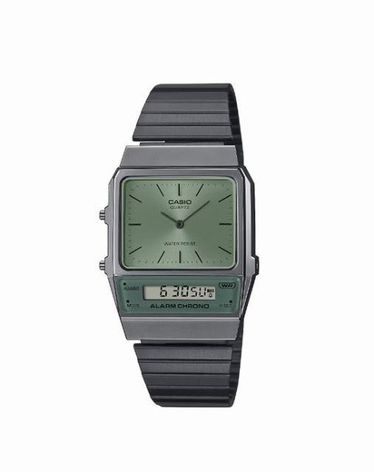 Relógio Casio unissex dual time com mostrador preto