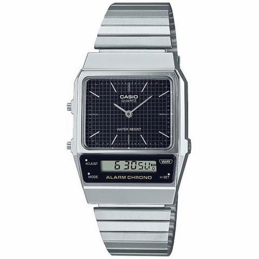 Relógio Casio unissex dual time com mostrador preto