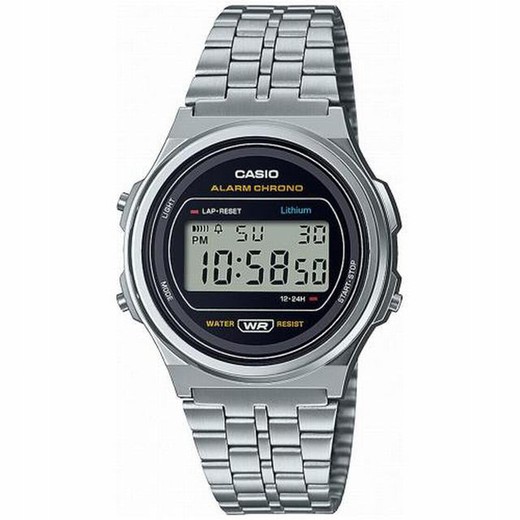 Reloj Casio Unisex Vintage redondo plateado A171