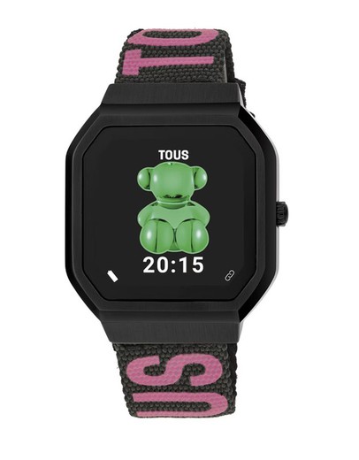 Reloj cuadrado Smartwatch Tous B-Connect con dos correas negra y lima