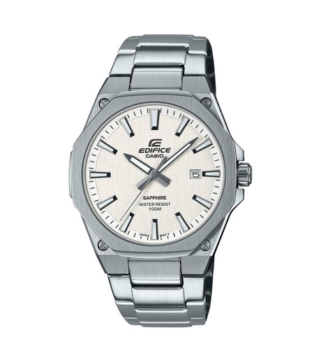 Reloj de hombre Casio Edifice en acero con cristal de zafiro y esfera blanca