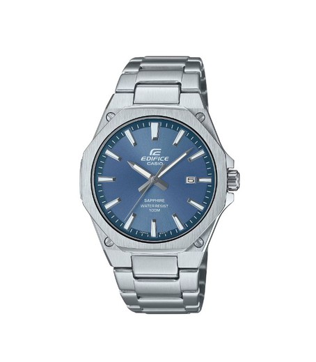 Relógio masculino Casio Edifice em aço com cristal de safira e mostrador azul marinho