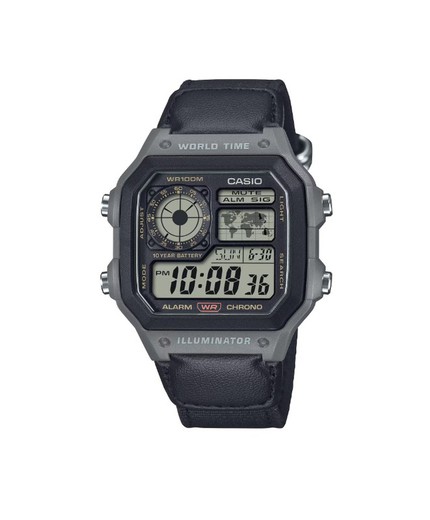 Reloj digital Casio con horario mundial AE-1200 con correa de nylon