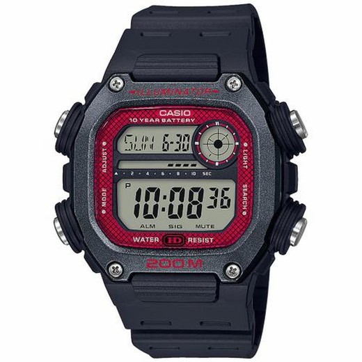 Reloj digital Casio con motivos en esfera roja