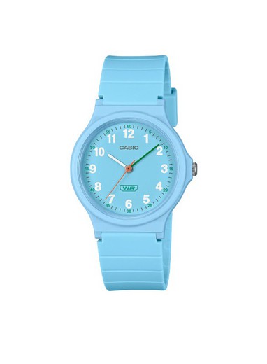 Reloj Casio LQ-24 color azul cielo con detalles verdes