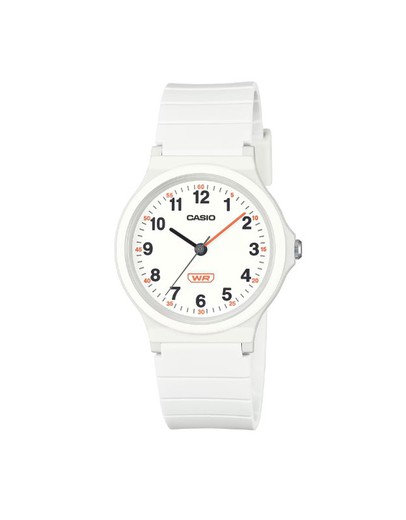 Reloj Casio LQ-24 color blanco con detalles rojos