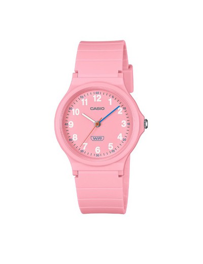 Reloj Casio LQ-24 color rosa con detalles azules