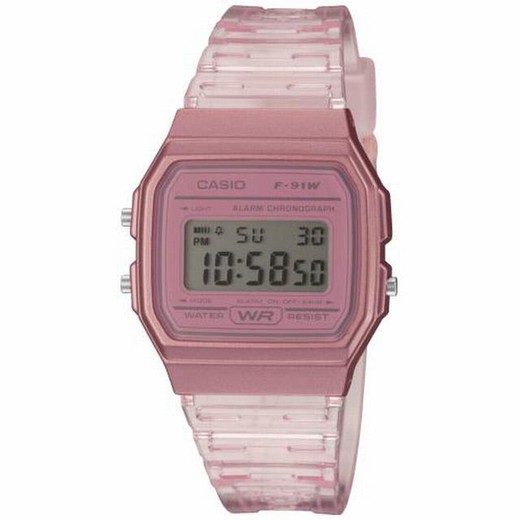 Reloj digital Casio rosa transparente