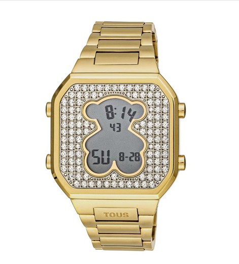 Tous D-Bear Digitaluhr mit goldenen Zirkonen