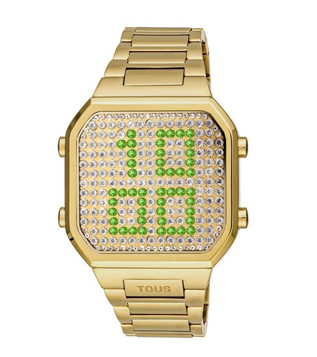 Relógio digital Tous D-Bear com zircões LED dourado