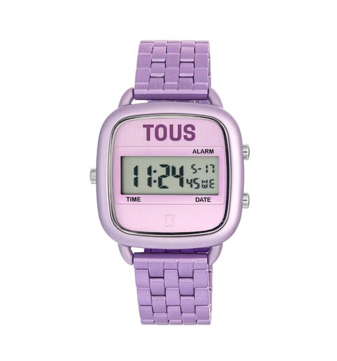 Tous Digitaluhr aus Aluminium mit D-Logo in Mauve