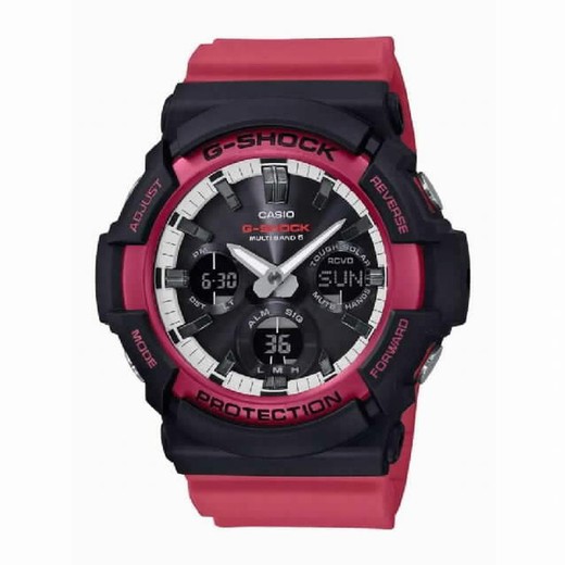 Casio g-shock de hombre solar radio controlado en negro y rojo