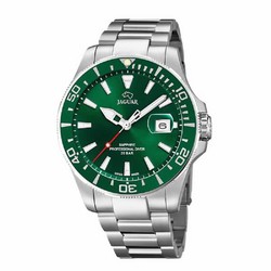 Schweizer Uhr Jaguar Mann tauchfähig 200 Meter, grünes Zifferblatt