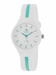 Reloj marea de mujer en silicona blanca con raya verde