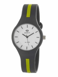 Montre marée pour femme avec bracelet en silicone bleu avec bande verte