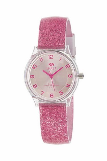 Reloj marea de mujer con correa de silicona rosa con purpurina