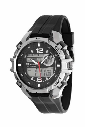 relógio maré masculino ana-digi com pulseira de silicone preta