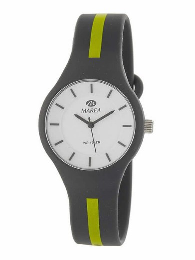 Relógio feminino maré com pulseira de silicone azul com listra verde