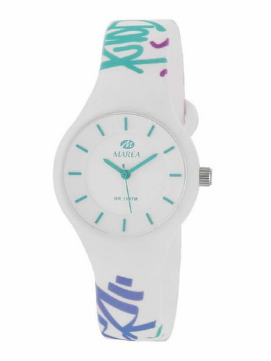 Relógio feminino de maré com pulseira de silicone com estampa de grafite