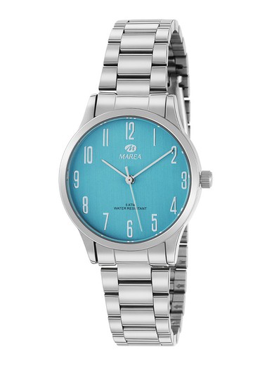 Relógio feminino Marea em aço com mostrador azul