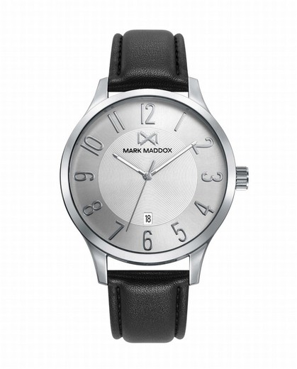 Reloj Mark Maddox de hombre en acero, correa de piel y esfera blanca