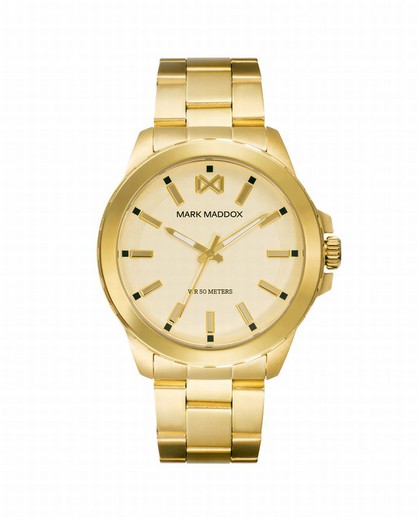 Reloj Mark Maddox de hombre en acero Ip dorado y esfera dorada