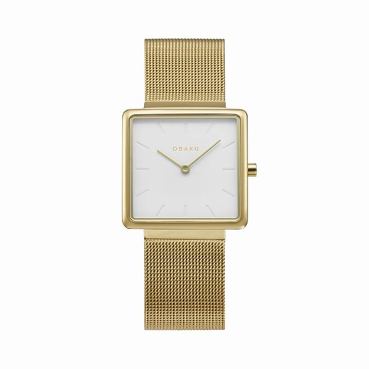 Reloj mujer cuadrado Ip dorado con cristal zafiro