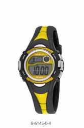 Relógio digital Nowley para crianças com pulseira de silicone preta e amarela