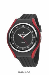 Reloj nowley de hombre con correa de silicona negra, motivos rojos y luz