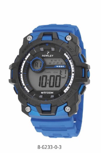 Reloj digital nowley de hombre con correa de silicona azul