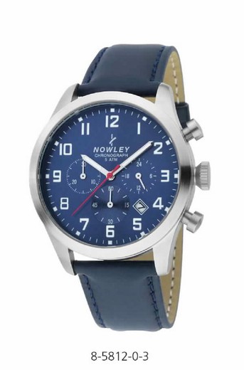 Nowley Herren-Chronograph mit blauem Zifferblatt und Lederarmband