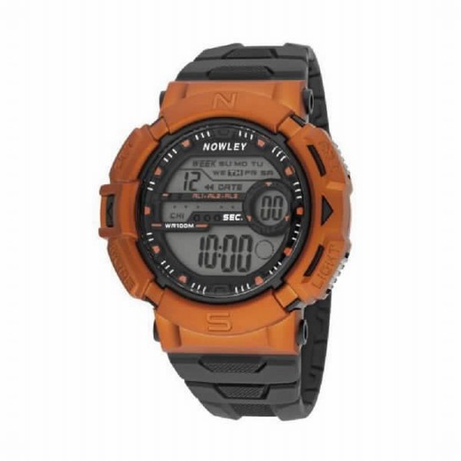 Montre numérique pour homme Nowley avec boîtier orange