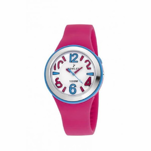 Relógio Nowley divertido com pulseira de silicone rosa
