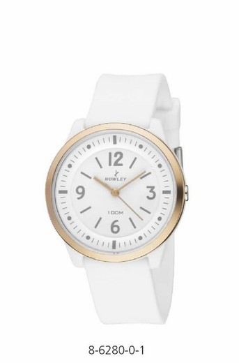 Relógio feminino Nowley com pulseira de silicone branca