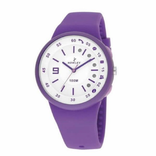 Reloj nowley unisex con bluetooth, avisador de varias funciones, correa lila